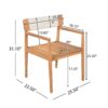 Creative Braided Acacia Wood Outdoor Dining Table And Chairs With Armrests (Set of 2) - Teak / White - Image 3