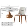 Round Modern Marble Dining Table With 8 Chairs - White / Wood - Image 4