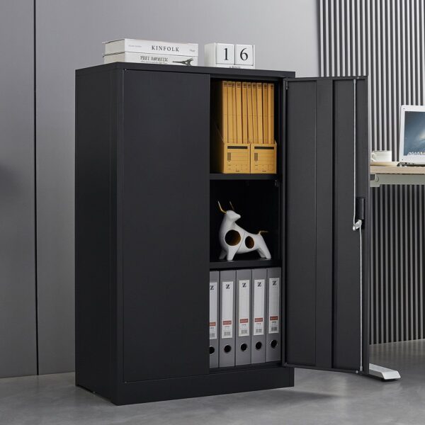 Metal Storage Cabinet With Locking Doors And Adjustable Shelf, Folding Filing Storage Cabinet, Folding Storage Locker Cabinet For Home Office, School, Garage - Black