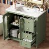 Bathroom Vanity With Two Soft Close Doors, Adjustable Shelves And Three Drawers - Green - Image 22