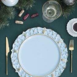 Plastic Charger Plate (Set of 6) - Blue / Gold