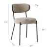 Boucle Modern Kitchen Dining Chair With Ash Veneer Bentwood Back (Set of 2) - Brown - Image 3