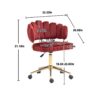 Velvet Home Office Desk Chair, Modern Cute Computer Chair With Swivel Wheels, Height Adjustable - Wine Red - Image 3