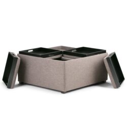 Avalon - Square Coffee Table Storage Ottoman - Fawn Brown
