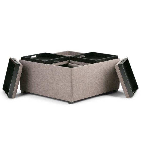 Avalon - Square Coffee Table Storage Ottoman - Fawn Brown