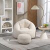 Bedding Bean Bag Sofa Chair High Pressure Foam Bean Bag Chair Adult Material With Padded Foam Padding Compressed Bean Bag With Footrest - Beige - Image 2