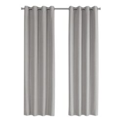 2 Pieces Set, Curtain Panel, 100% Blackout, Grommet, Contemporary & Modern - Silver