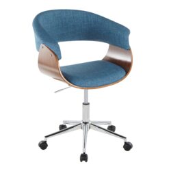 Vintage Mod - Mid-Century Modern Office Chair - Chrome / Walnut / Blue