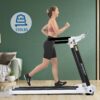 Portable Compact Treadmill, Electric Motorized 3.5Hp, 14Km / H, Medium Running Machine Motorised Gym 330Lbs, Foldable For Home Gym Fitness Workout Jogging Walking, Bluetooth Speaker App Fitime - White - Image 10