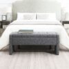 Modern Bed End Bench With Storage, Upholstered Large Foot Rest Stool, Comfy Window Vanity Bench For Living Room, Dorm, Coffee Table, Linen - Dark Gray - Image 3