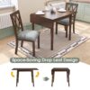 3 Piece Kitchen Dining Set With Drop Leaf Dining Table And 2 Dining Upholstered Chairs, Dining Room Set For Small Places - Brown - Image 4