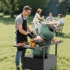 Outdoor Grill Table For Big Egg Style Bbq Metal Grill Cart With 2 Folding Panels Metal - Black - Image 6