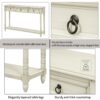 Console Table Sofa Table With Drawers For Entryway With Projecting Drawers And Long Shelf - Antique White - Image 7