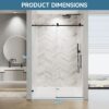 Frameless Single Sliding Soft Close Shower Door, 5 / 16" Clear Nano Coated Tempered Glass And 304 Stainless Steel Handle - Matte Black - Image 6