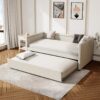 Modern Style Twin Size Upholstered Daybed With Trundle For Guest Room, Small Bedroom, Study Room - Beige - Image 3