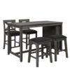 5 Pieces Counter Height Rustic Farmhouse Dining Room Wooden Bar Table Set With 2 Stools And 2 Chairs - Gray - Image 11