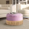 Yolanda - Round Upholstered Accent Ottoman - Lavender - Image 4