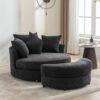360° Swivel Accent Barrel Chair With Storage Ottoman & 4 Pillows, Modern Chenille Leisure Chair Round Accent For Living Room - Gray - Image 8
