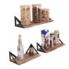 Floating Shelves, Long Wall Shelves (Set of 3), Wall Mounted Shelves With Brackets For Bedroom - Natural Wood - Image 2