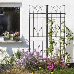 2 Pack Metal Garden Trellis Rustproof For Climbing Plants Outdoor Flower Support - Black