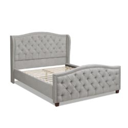 Fontana - Queen Wingback Upholstered Platform Bed Frame - Silver Gray