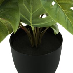 13" Tall, Artificial Plant, Monstera Calthea, Indoor, Faux, Fake, Table, Greenery, Potted, Decorative (Set of 2) - Green / Black