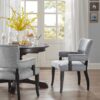 Contemporary Arm Dining Chair With Nailhead Trim - Gray / Black Noir - Image 2
