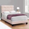 Twin Size Bed, Upholstered, Frame Only, Transitional - Pink - Image 3