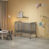 Crib 3 In 1 Convertible, Made Of Sustainable Pinewood, Non Toxic Finish, Comes With Locking Wheels, Wooden Nursery Furniture - Storm Gray - Image 6