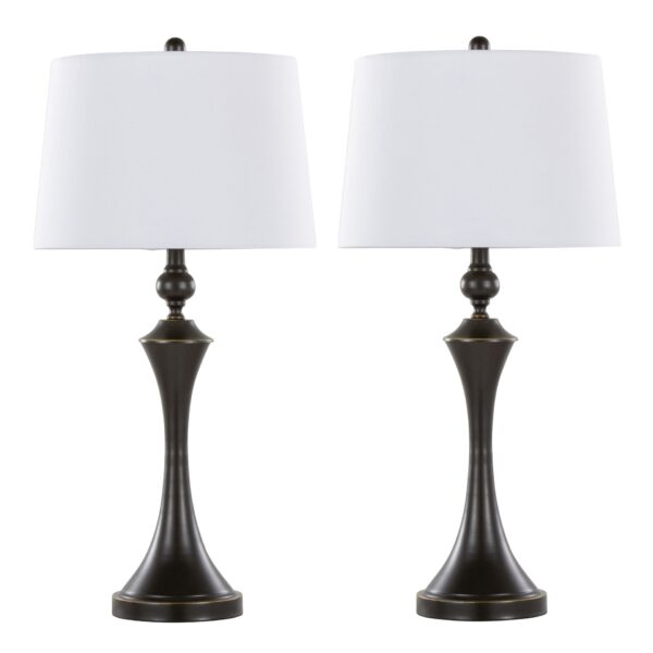 Flint - Contemporary Table Lamp Built In USB Port (Set of 2) - Oil Rubbed Bronze - White