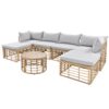 7 Pieces Outdoor Patio Furniture, All-Weather Rattan Sectional Sofa Set With Thick Cushions And Pillows, Freely Combined Conversation Sets For Garden, Backyard, Balcony - Gray - Image 11