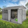 10'x8' Garden Sheds Outdoor Storage Sheds With Window - Gray - Image 4