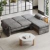 Convertible Futon Sofa Bed Futon Sofa Couch With An Adjustable Backrest, A Reversible Chaise Lounge And 2 Removable Armrest Pillows For Living Room - Gray - Image 10