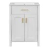 Bathroom Vanity Combo With Ceramic Sink, Luxurious Space-Saving Vanity, 2 Soft-Close Doors - Gold / White - Image 17