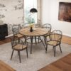 Contemporary Indoor Dining Set With Metal Legs, Birch, And Metal - Black / Natural - Image 2