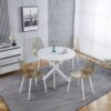 Dining Table With Cross Metal Leg And MDF Top, Modern Space Saving Kitchen Table For Living Room Legs, Round Table - White - Image 5