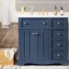Bathroom Vanity With Resin Sink Combo, Frame Bathroom Storage Cabinet, Freestanding Vanity Set With 3 Drawers & Adjustable Shelf - Blue - Image 22