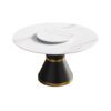 53" Modern Artificial Stone Round Carbon Steel Base Dining Table, Can Accommodate 6 People, Artificial Stone Turntable - White / Black - Image 3