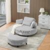 Corduroy Sofa With Two Throw Pillows And A Waist Pillow With An Extra Tray For Comfortable Seating In Small Apartment Bedrooms - Gray - Image 3