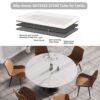 59.05" Modern Artificial Stone Round Carbon Steel Base Dining Table, Can Accommodate 6 People - White / Black - Image 5