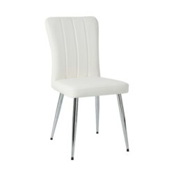 Modern Dining Chair (Set of 4), Cloth Upholstered, Electroplated Metal Legs, Versatile For Home Use - White