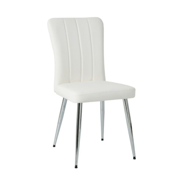 Modern Dining Chair (Set of 4), Cloth Upholstered, Electroplated Metal Legs, Versatile For Home Use - White