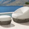 Willow - Round Upholstered Patio Ottoman - Beige - Image 2