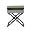 Koda - Wooden End Side Table Nightstand With Glass Top, Drawer And Metal Cross Base - Taupe - Image 3
