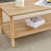 Modern 2 Tier Coffee Table For Living Room Furniture, Rectangular Center Table With Open Storage Shelf, Rounded Rubberwood Legs, Stable And Durable - Burly Wood - Image 17