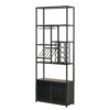 82.7" Industrial Standing Wine Rack With Glass Rack Tall Freestanding Floor Bar Cabinet - Walnut / Black - Image 15