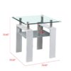 Clear Glass Top Side Table, End Table, Modern Design For Home - White - Image 6
