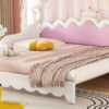 Twin Extending Daybed With LED Lights, Modern Upholstered Princess Daybed With Crown Headboard - White - Image 24