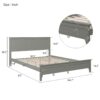 Queen Modern Solid Wood Platform Bed - Gray - Image 8