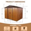 Outdoor Metal Storage Shed With Floor Base - Coffee - Image 7
